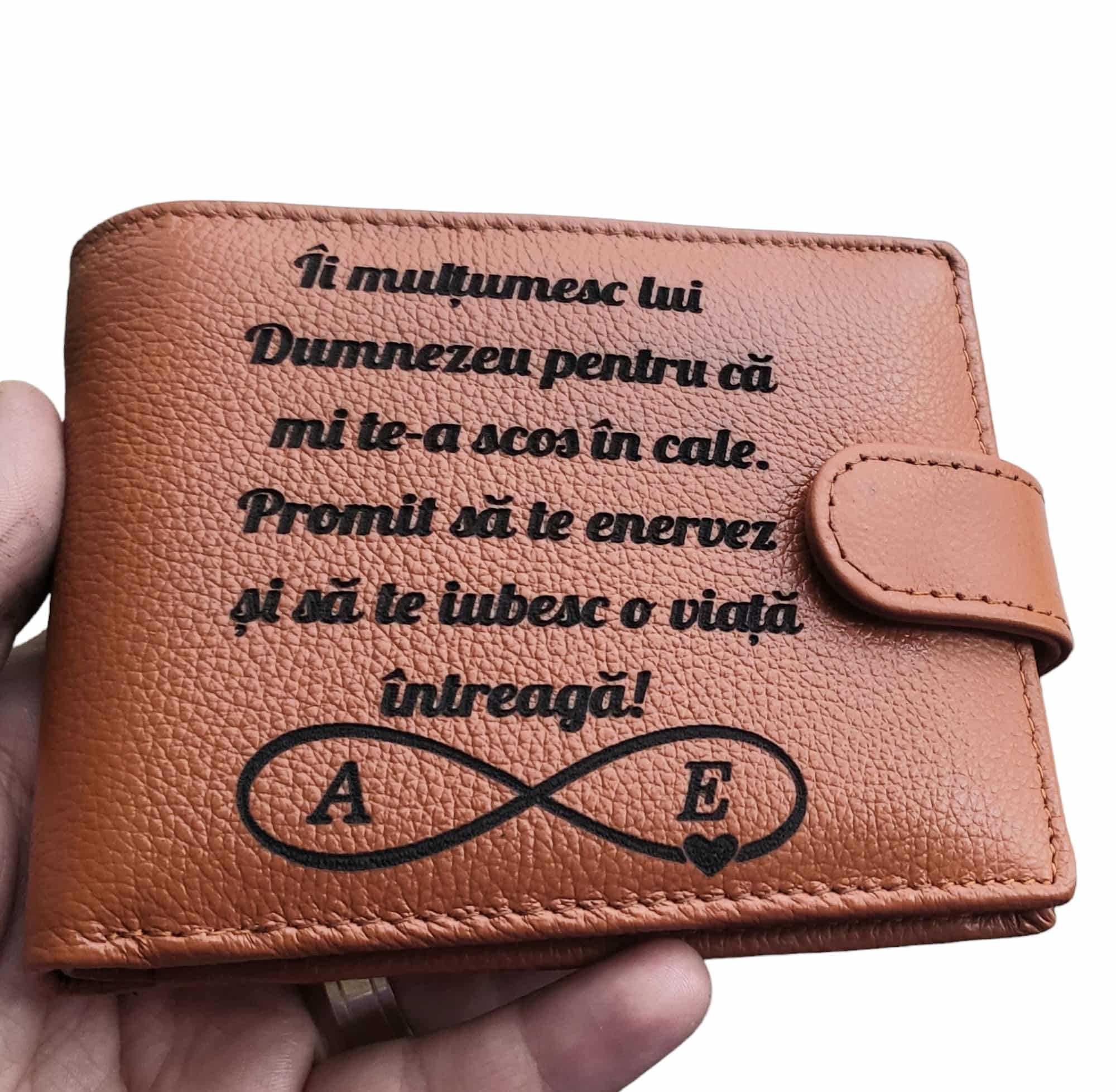 portofel maro coniac cu capsa Iți multumesc