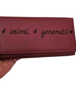 portofel dama rosu piele naturala 4 inimi 4 generatii