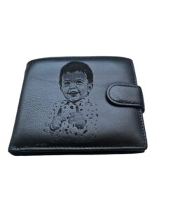 Portofel Personalizat cu poza 2, barbati, piele naturala, negru