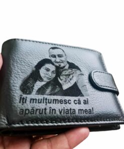 portofel negru cu capsa piele naturala Iti Multumesc
