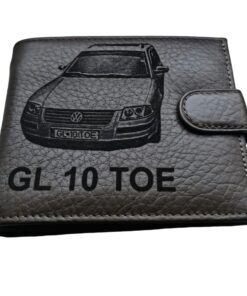 Portofel personalizat piele naturala gri Cu masina si nr auto