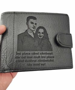 Portofel negru cu capsa Motivul zambetului Tau Sunt Eu
