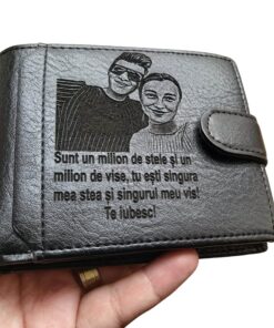 Portofel personalizat negru Sunt un milion de stele