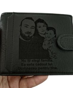 portofel personalizat negru cu capsa  Cadoul Lui