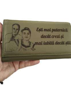 portofel dama verde piele naturala Esti mai Puternica