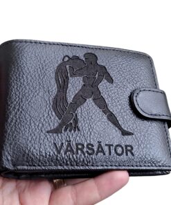 Portofel negru fara capsa personalizat zodia Scorpion